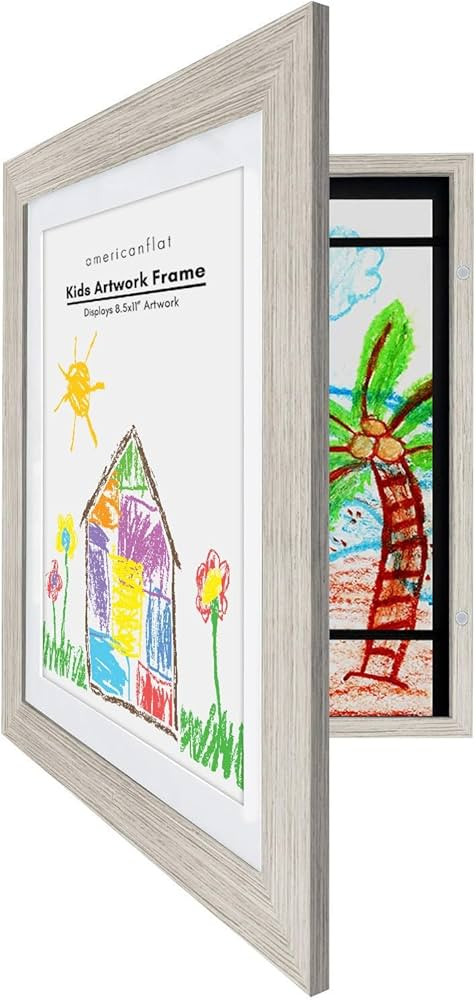 Americanflat Front Loading Kids Art Frame in Driftwood - 8.5x11 Picture Frame with Mat and 10x12.... | Amazon (US)