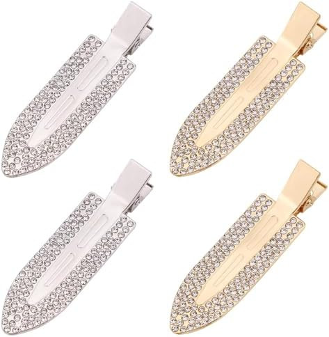 yoyokid 4PCS No Crease Hair Clips, Rhinestone No bend Hair Clips Diamond Metal Pin Flat Barrettes... | Amazon (US)