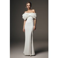 Aphrodite Off Shoulder Crepe Gown / Ivory | MESHKI | M | MESHKI US