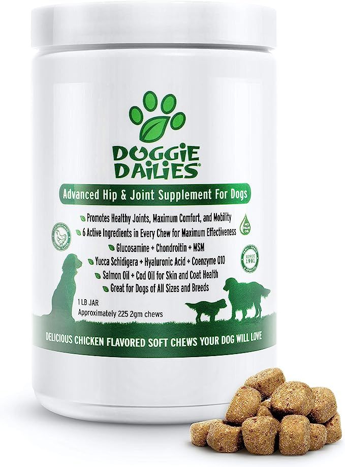 Doggie Dailies Glucosamine for Dogs, 225 Soft Chews, Advanced Hip and Joint Supplement for Dogs w... | Amazon (US)