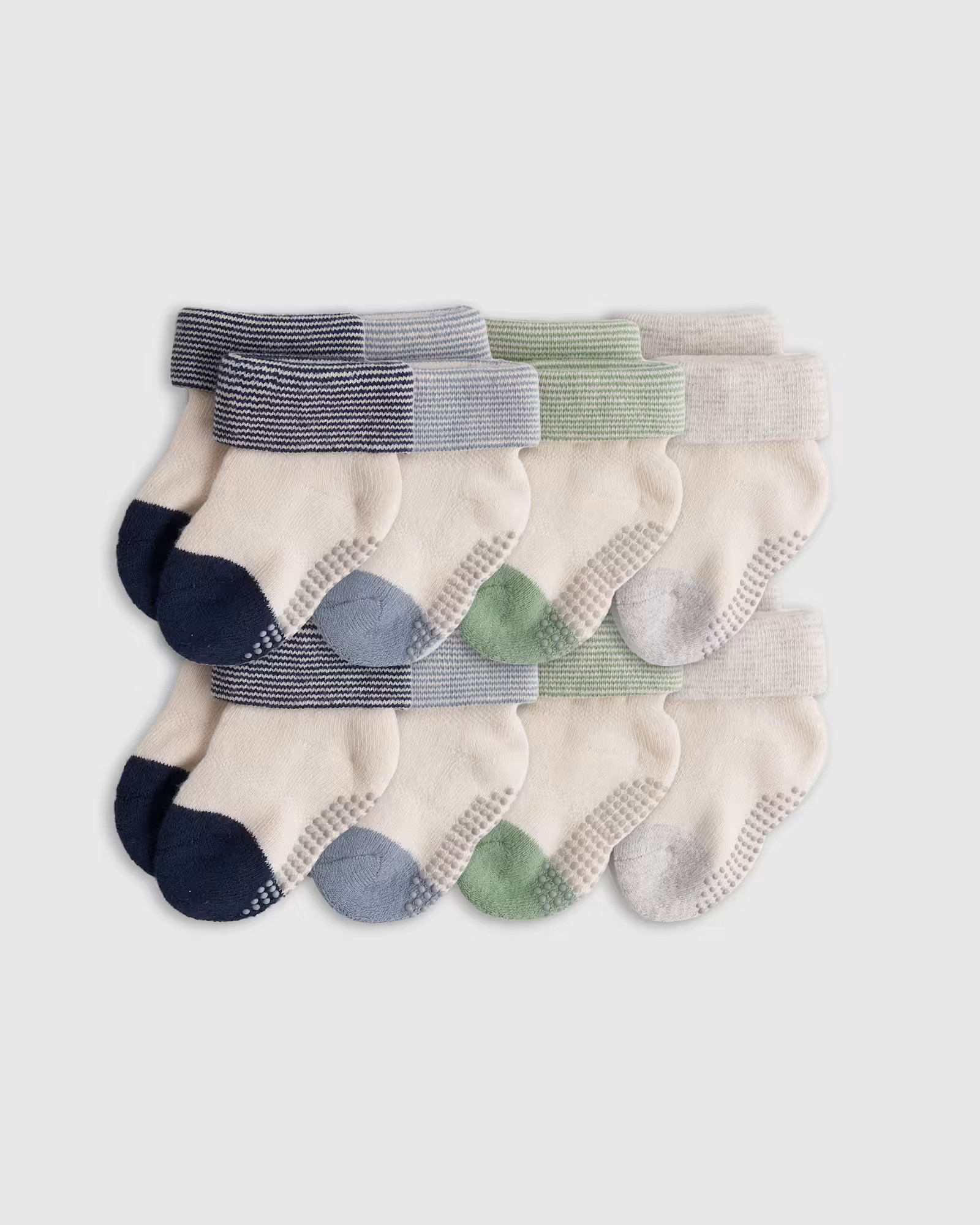 Organic Gripper Fold Over Socks 8-Pack - Baby Boy | Quince