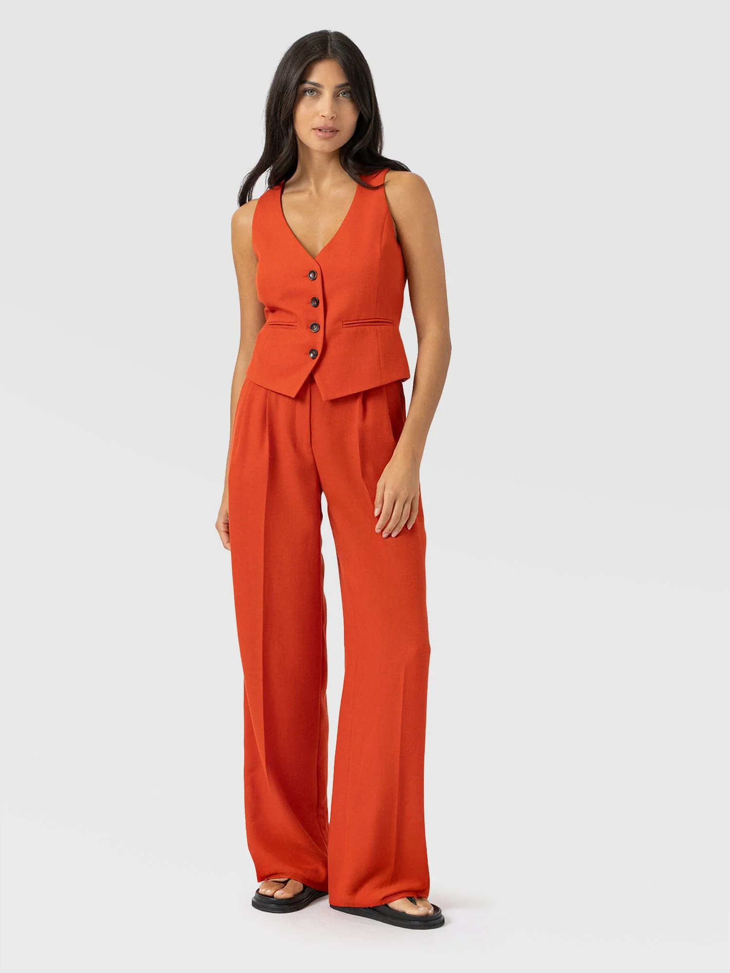 Argent Wide Leg Pant - Burnt Orange | Saint + Sofia UK