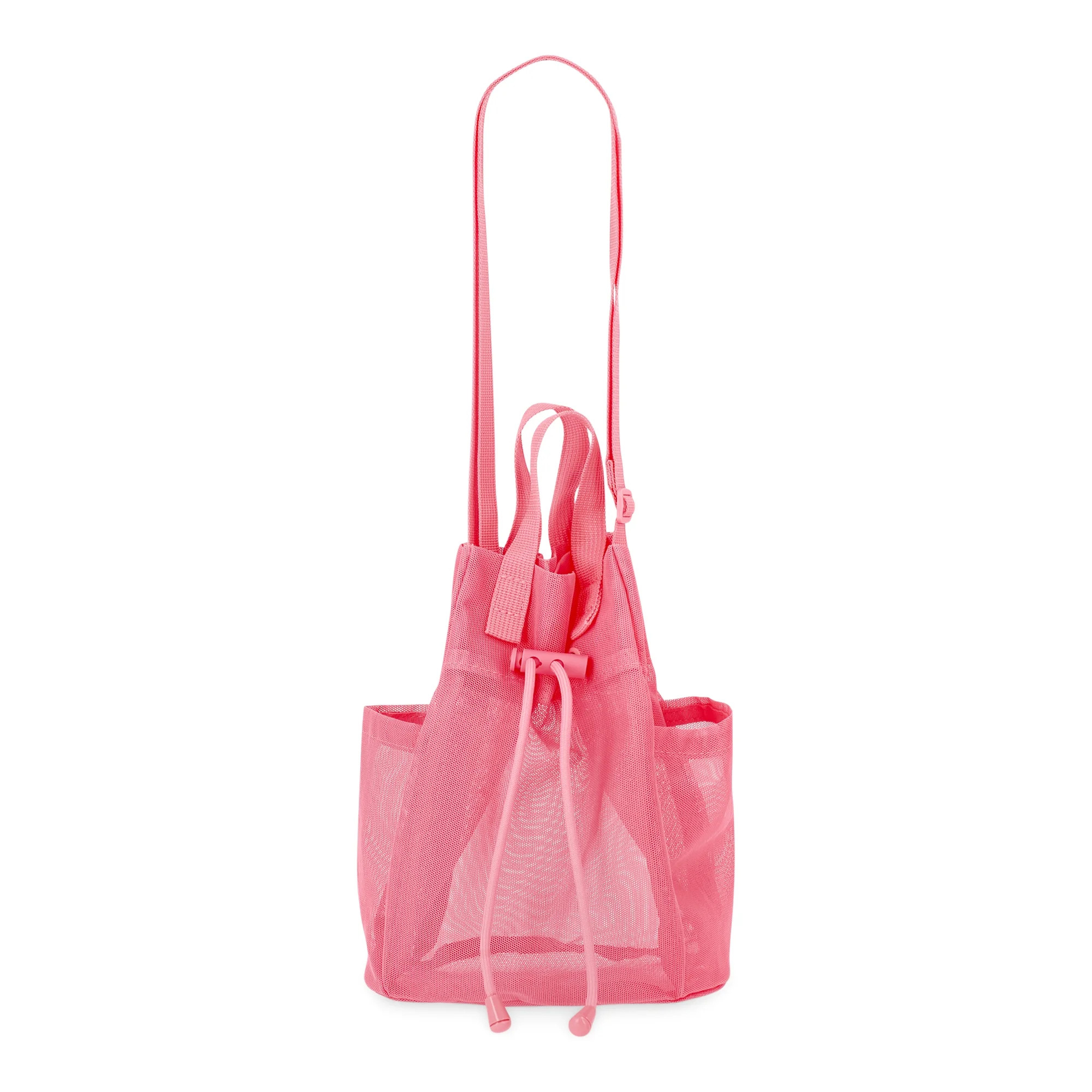 No Boundaries Women's Mesh Drawstring Crossbody Bag, Peach | Walmart (US)