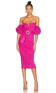 MAJORELLE Penelope Midi Dress in Hot Pink from Revolve.com | Revolve Clothing (Global)