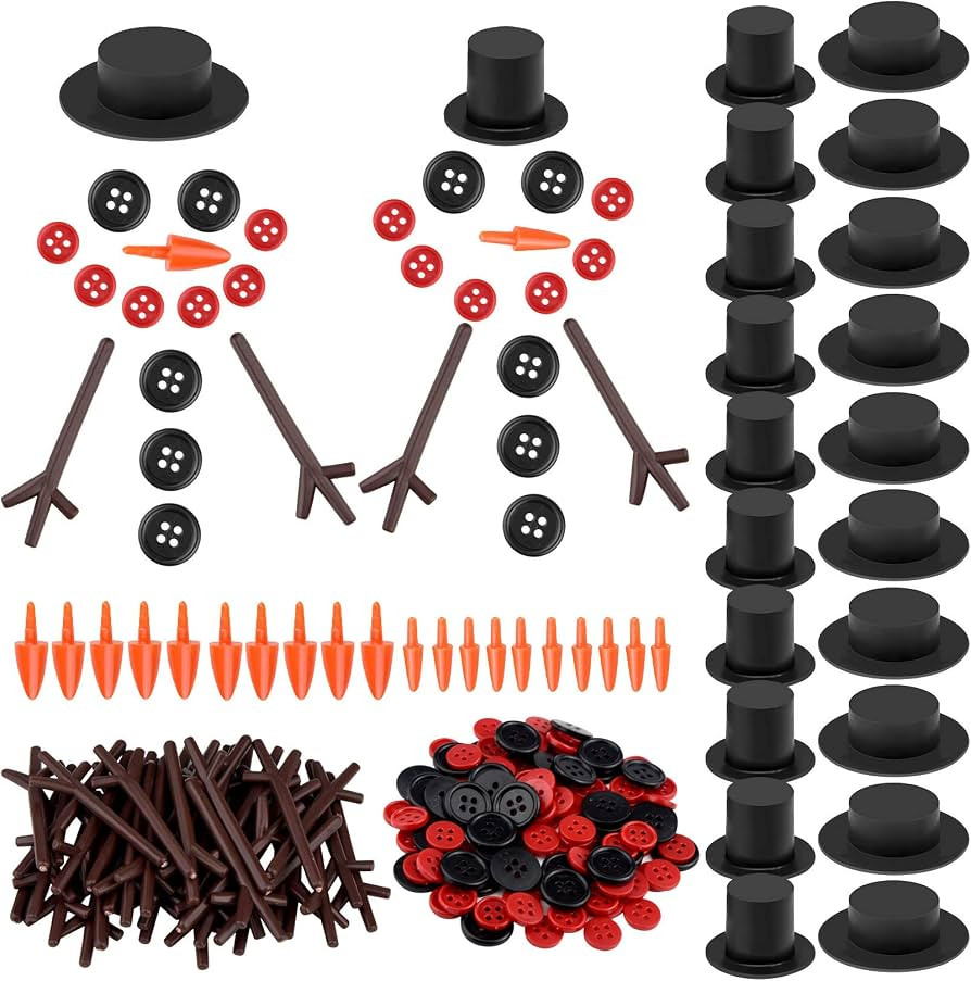 Marrywindix 200 Pieces Christmas Snowman DIY Craft Buttons Kit - 20 Carrot Noses Buttons, 20 Mini... | Amazon (US)