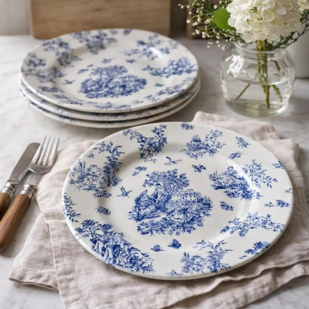 Set of 4 Queen’s Royal Churchill England Toile de Jardin Blue Dinner Plates (10") | Etsy (US)