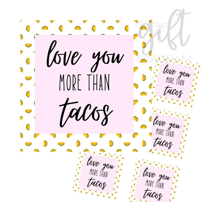 Love You More Than Tacos Gift Tag Valentine's Day Gift Tag Pair With Taco & Tequilas Gift Simple ... | Etsy (US)