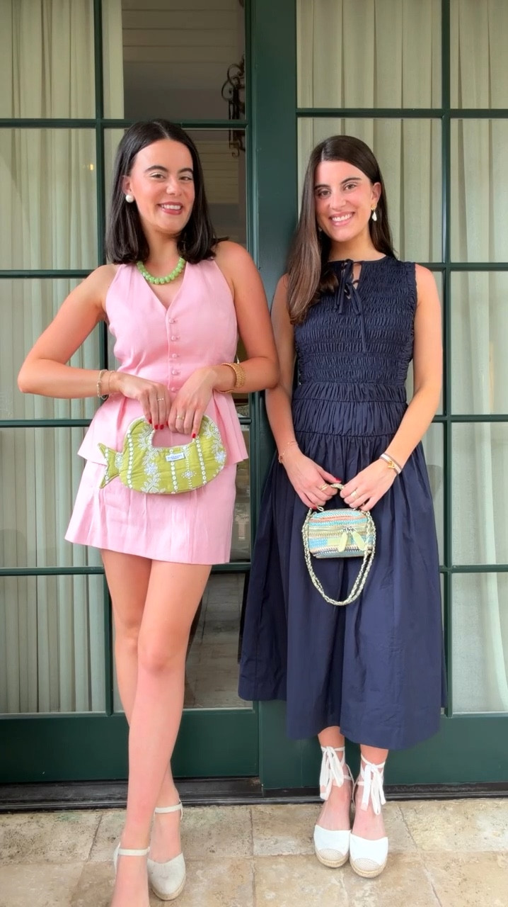 Sister outfits in Sea Island, Georgia! My set is from Dillard’s! Elizabeth’s navy dress is the brand Moon River! 
