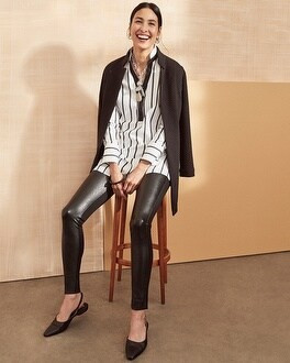 Faux-Leather Front Ponte Leggings | Chico's