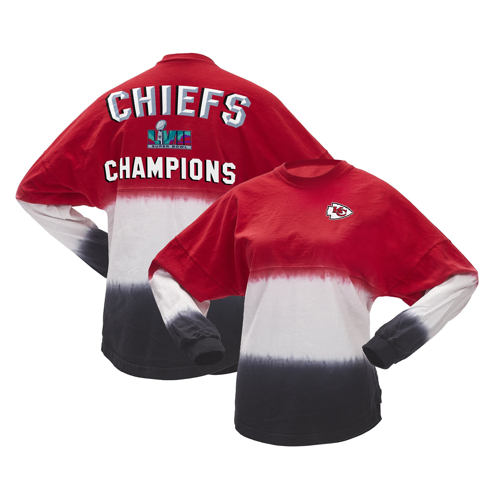 Women's Kansas City Chiefs Fanatics Branded Red Super Bowl LVII Champions Ombre Long Sleeve T-Shi... | NFL Shop