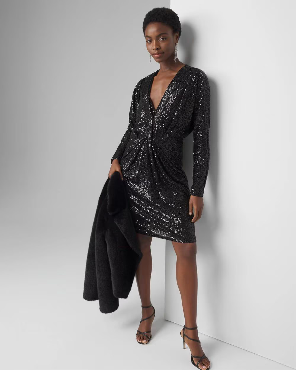 Sequin Pleated Dress | White House Black Market