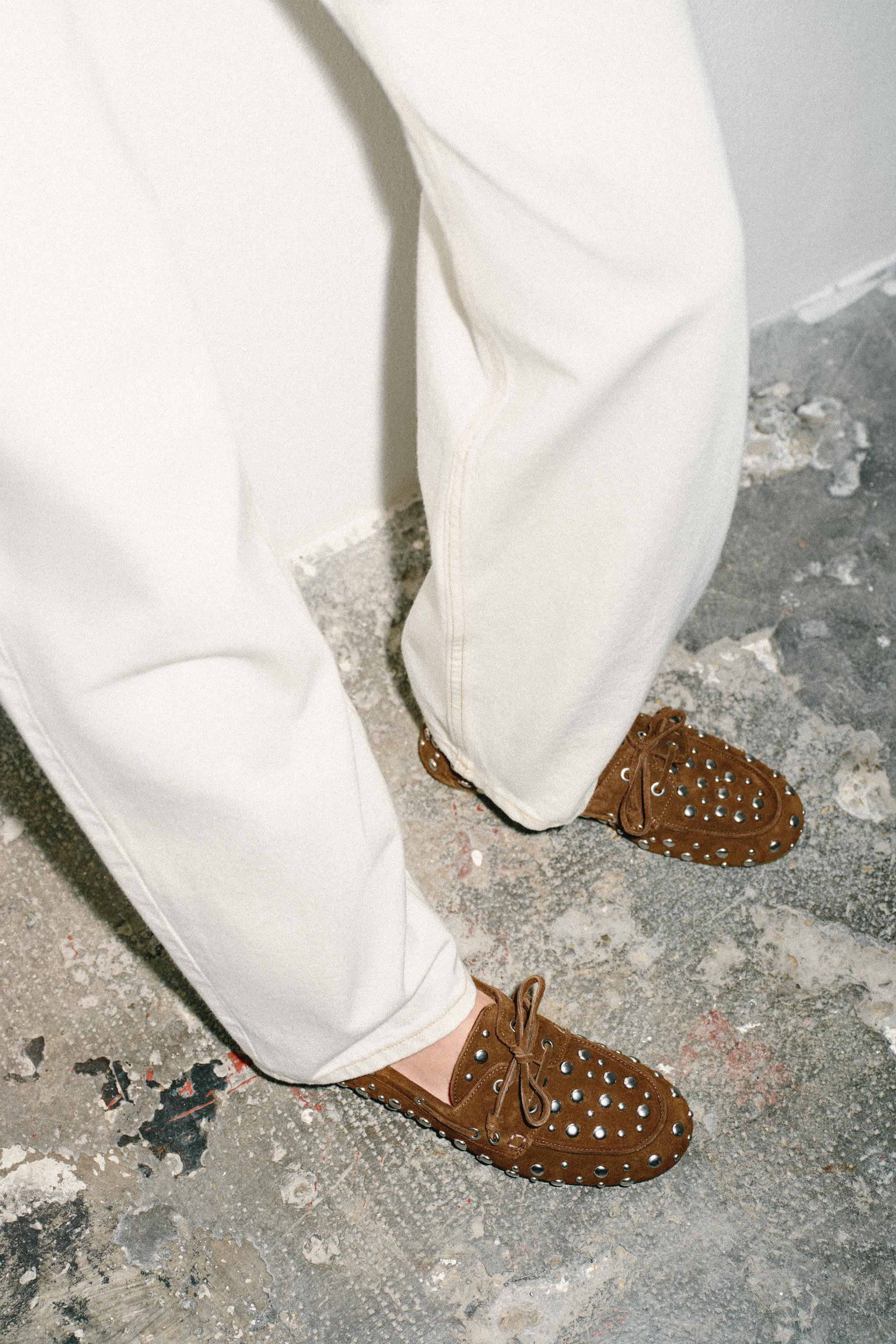 STUDDED SPLIT SUEDE DECK SHOES | Zara UK