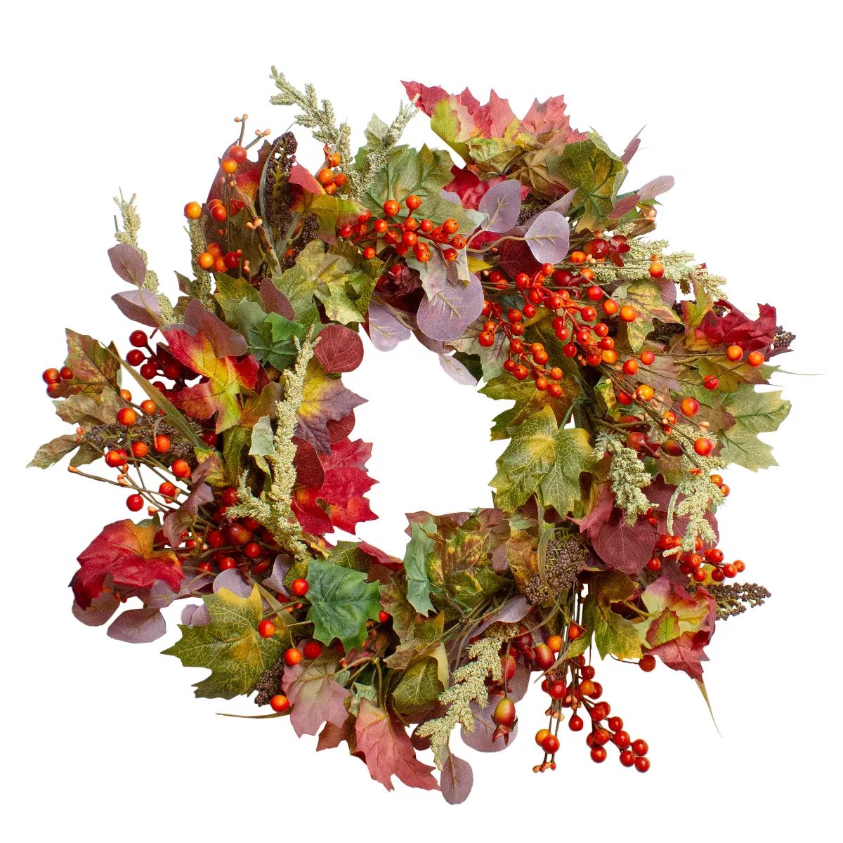 Northlight Leaves and Berries Artificial Fall Harvest Wreath - 20-Inch, Unlit | Target