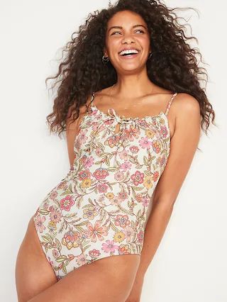 Gathered Keyhole One-Piece Swimsuit for Women | Old Navy (US)