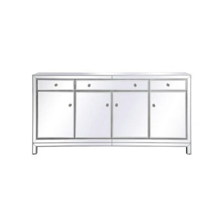 Elegant Decor Reflexion 72" Metal and MDF Mirrored Credenza in Antique Silver | Walmart (US)