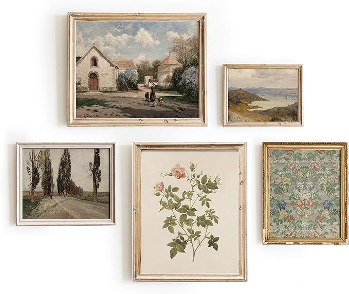 Vintage Flower Wall Art - French Country Artwork, Vintage Prints For Wall Decor, Vintage French K... | Amazon (US)