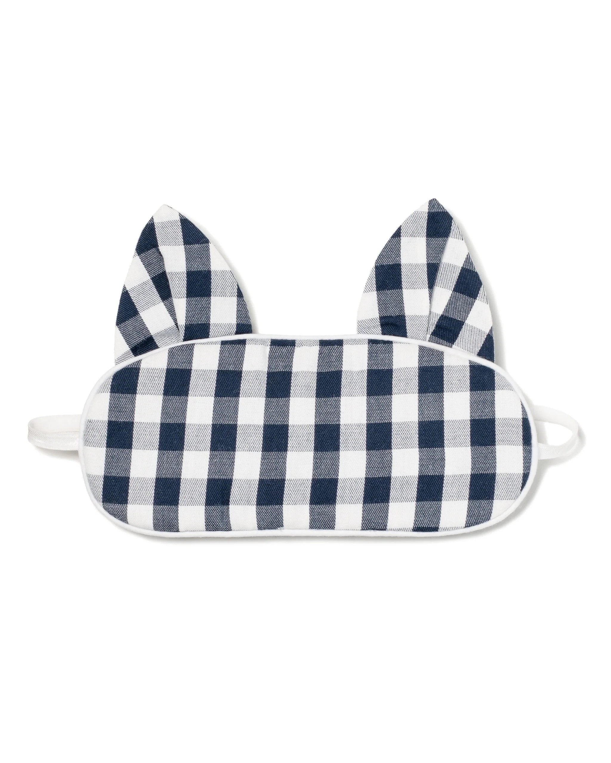 Kid's Twill Kitty Sleep Mask in Navy Gingham | Petite Plume