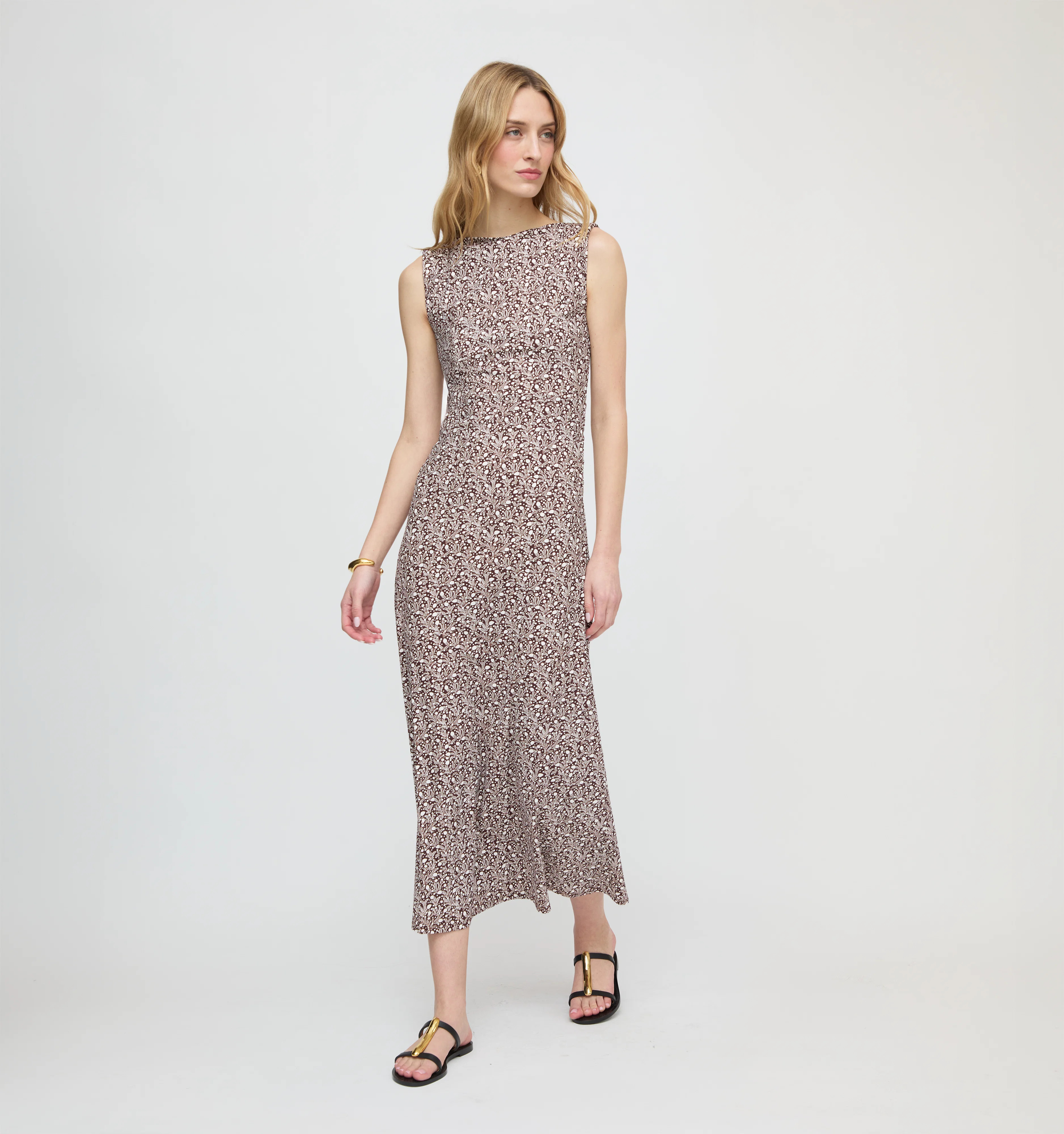 The Sloane Dress - Chocolate Ditsy Thistle | Hill House Home US