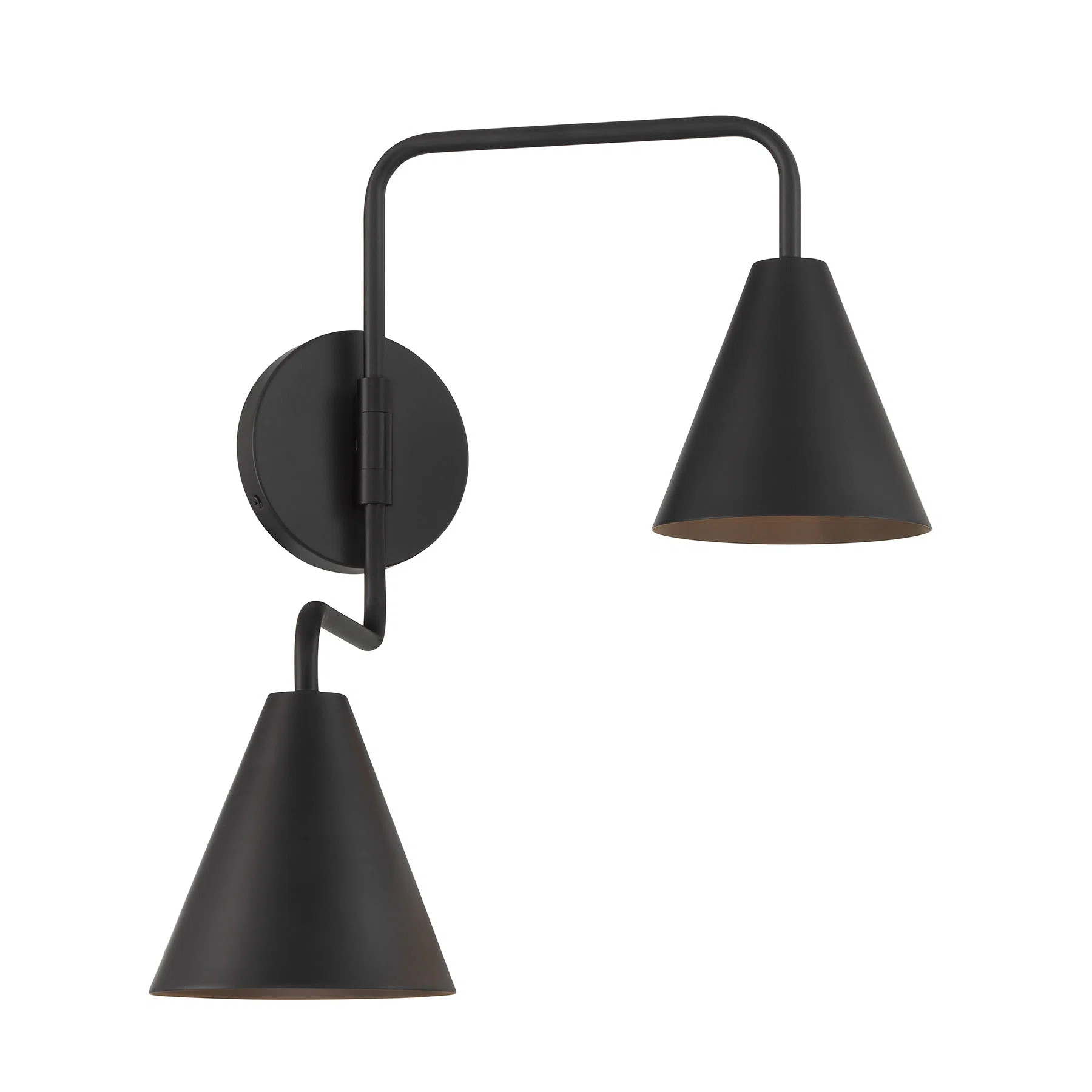2-Light Adjustable Wall Sconce in Matte Black | Wayfair North America