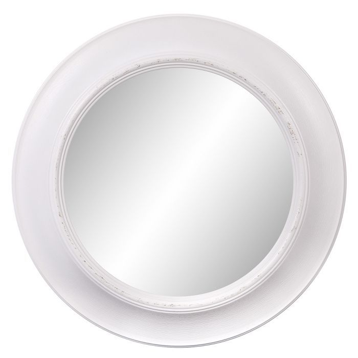 24"x24" Rustic Round in Distressed White Decorative Wall Mirror White - Patton Wall Decor | Target