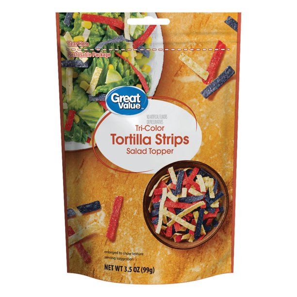 Great Value Tri-Color Tortilla Strips Salad Topper, 3.5 oz - Walmart.com | Walmart (US)