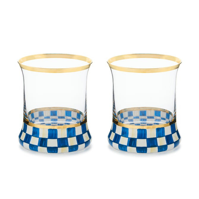 Royal Check Tumbler Glass, Set of 2 | MacKenzie-Childs