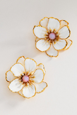 The Pink Reef Hand-Painted Birth Flower Stud Earrings | Anthropologie (US)