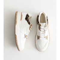 Women's White Leopard Print Trim Trainers Vegan New Look | New Look (UK)