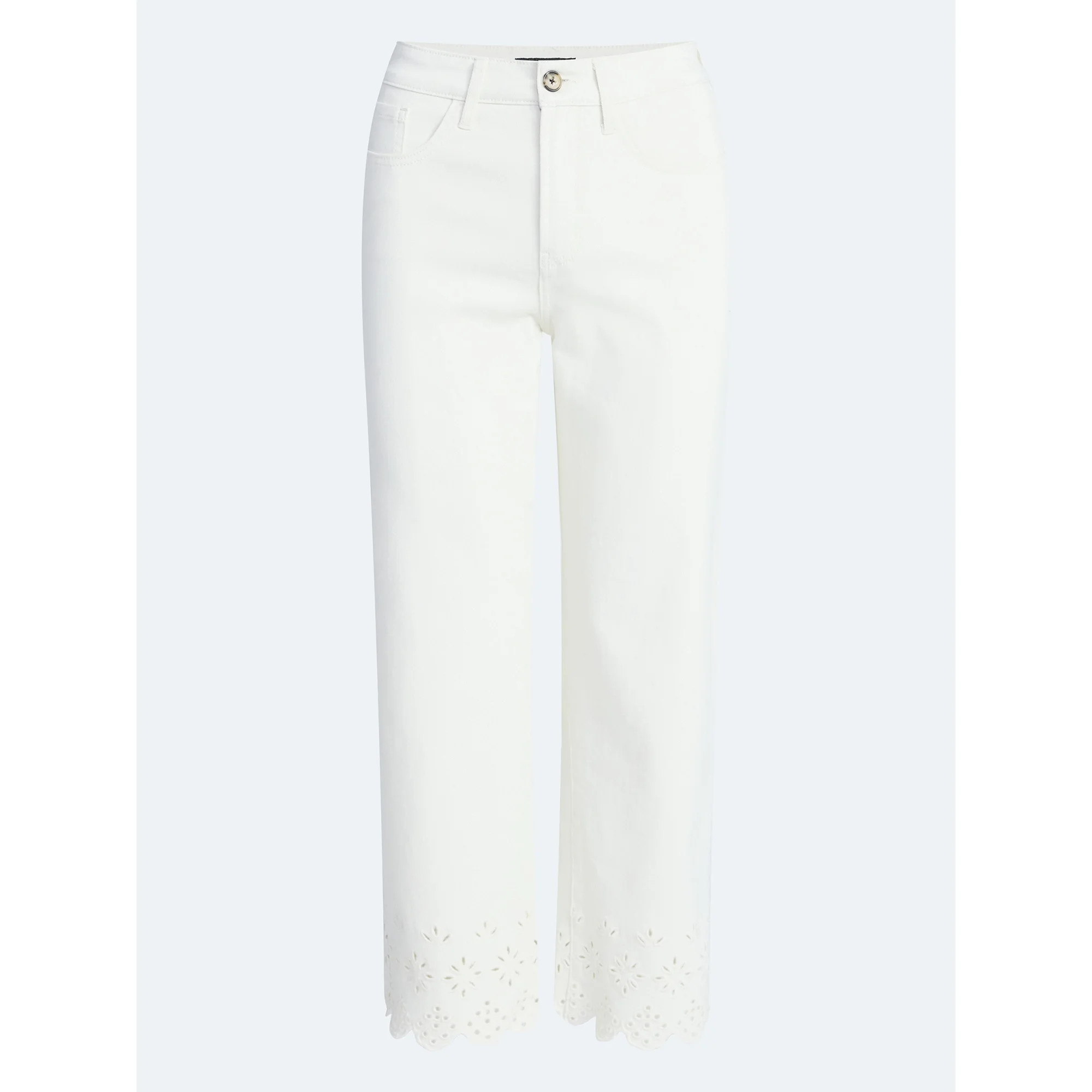 Free Assembly Women's and Women's Plus Embroidered Eyelet Cropped Jeans, 28" Inseam, Sizes 0-26 P... | Walmart (US)