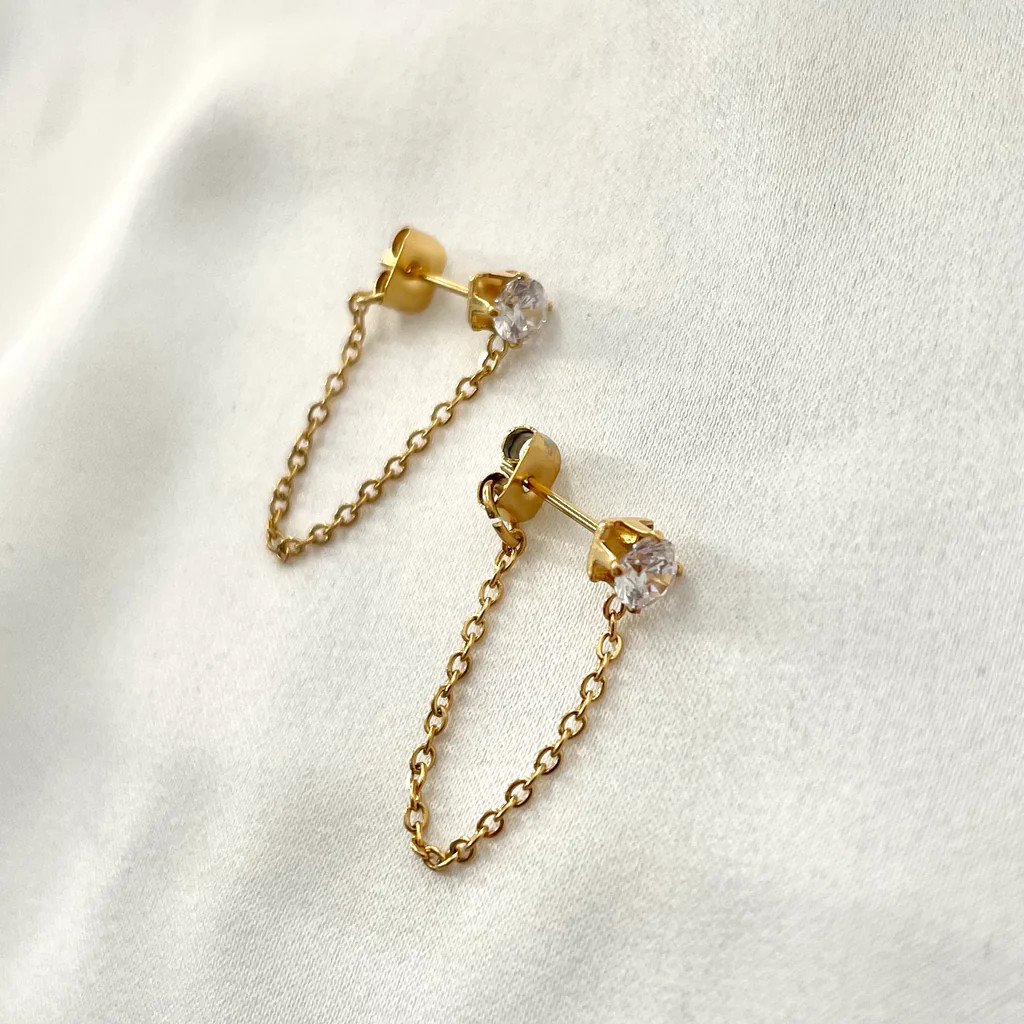 Drop Chain Stud Earring | Ellie Vail Jewelry