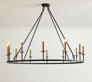Remington Iron Round Ceiling-Mounted Chandelier (50") | Pottery Barn (US)