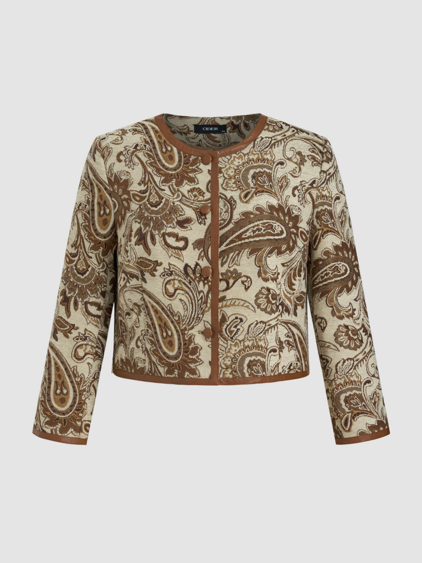 Jacquard Jacquard Floral Pocket Jacket Curve & Plus For Vacation | Cider