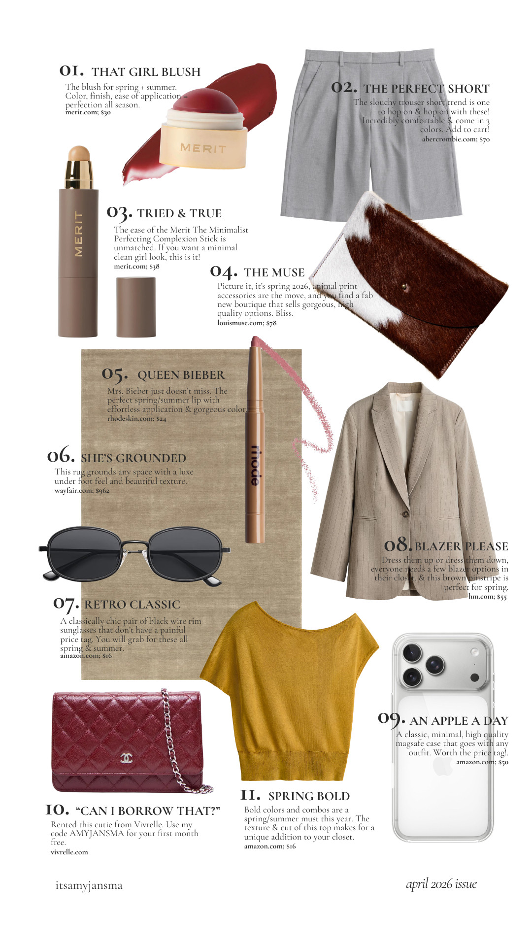 April editor picks!

Red Chanel was rented on Vivrelle - use my code AMYJANSMA for your first month free. Cowhide bag is from Louis Muse. 

april favorites, april finds, spring fashion, home finds  

 #LTKSeasonal #LTKHome