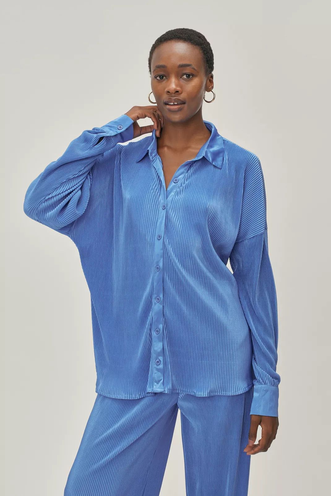 Plisse Oversized Button Down Shirt | Nasty Gal (US)