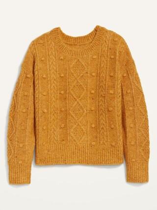 Speckled Cable-Knit Popcorn Sweater for Women | Old Navy (US)