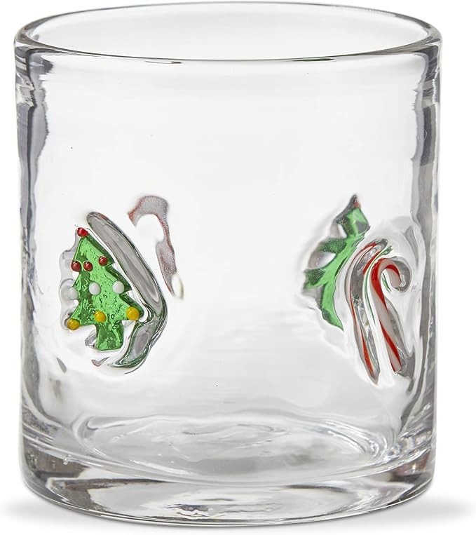 tag 11 oz. Christmas Tree & Candy Cane Clear Double Old Fashion Whiskey Glass XMAS Festive Winter... | Amazon (US)