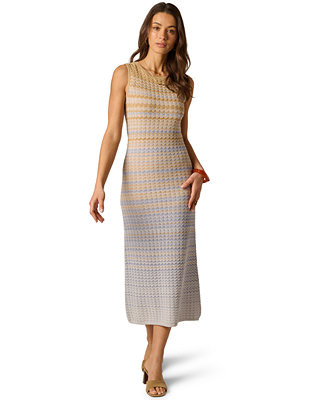 Women's Metallic Ombre Sweater Crew Neck Knit Dress | Macy's