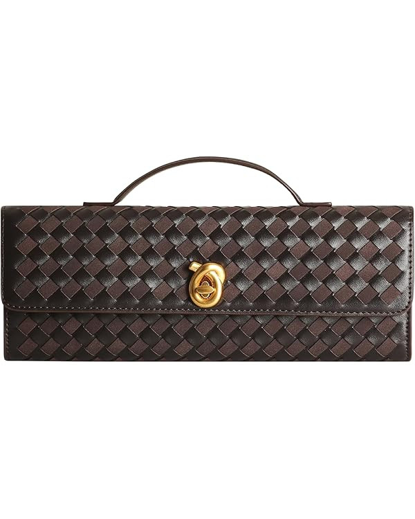 Woven Clutch Purses for Women, Leather Evening Clutch, Handmade Woven Shoulder Bag Crossbody Bag | Amazon (US)