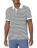 Nautica Men's Classic Fit 100% Cotton Soft Short Sleeve Stripe Polo Shirt, Bright White, X-Large | Amazon (US)