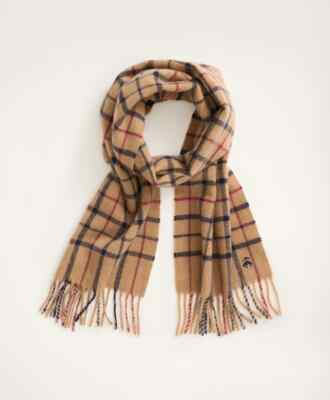 BROOKS BROTHERS Signature  ITALIAN Tattersall Camel Hair Scarf BEIGE | $178  | eBay | eBay US