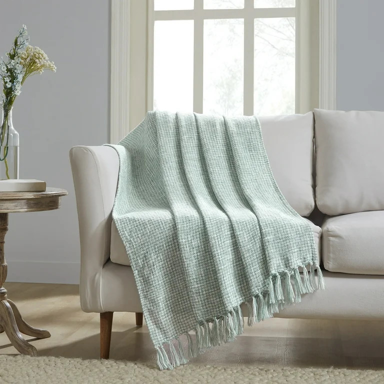 My Texas House Casey Dusty Green Marled Tassel Cotton Polyester Throw, 50" x 70" | Walmart (US)