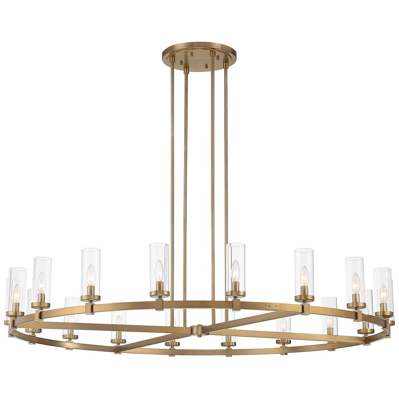 Stiffel Aron 60" Wide Brass 18-Light Wagon Wheel Chandelier | Lamps Plus