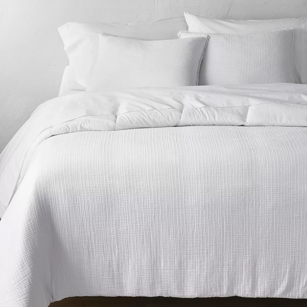 King Textured Chambray Cotton Comforter & Sham Set White - Casaluna™: OEKO-TEX Certified, 250 T... | Target