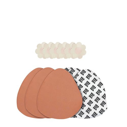 brassybra Strapless Boob Tape for A-G Cups, Strong Breast Lift Tape & Adhesive Bras, Breathable, Sweat-Proof & Waterproof with 3 Pairs Nipple Covers, Bra Tape for All Day Wear Caramel | Amazon (US)
