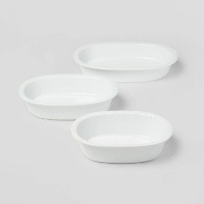 3pc Porcelain Beaded Rim Baking Dish Set White - Threshold™ | Target