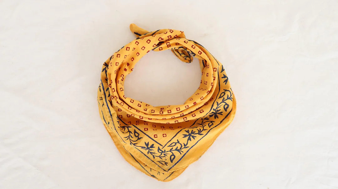 Yellow Cotton Bandanas Bohemian Style Cotton Neck Scarf Cotton Neckerchief Cotton Square Scarf Gi... | Etsy (US)