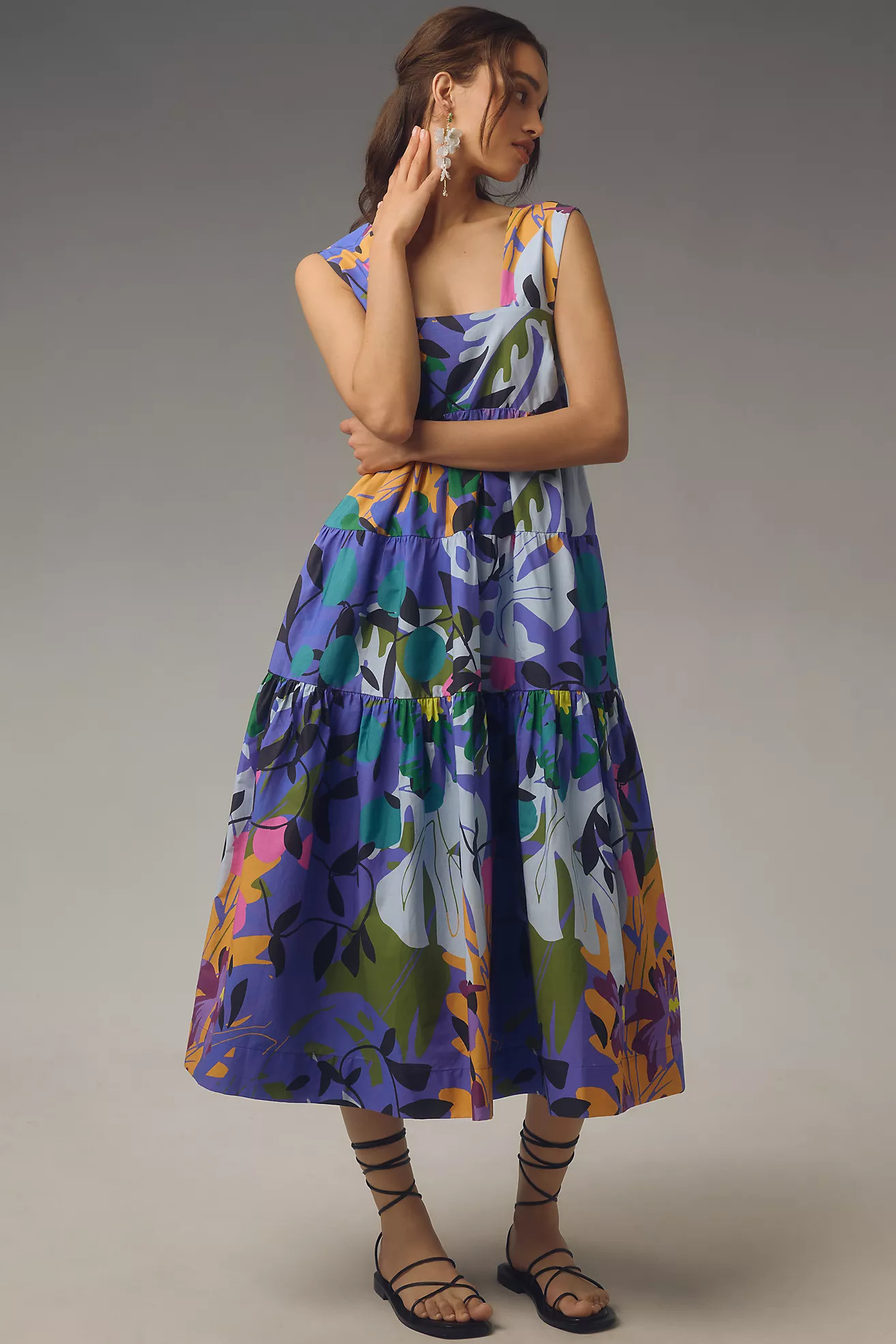 The Helena Square-Neck Tiered Midi Dress: Smocked Edition | Anthropologie (US)