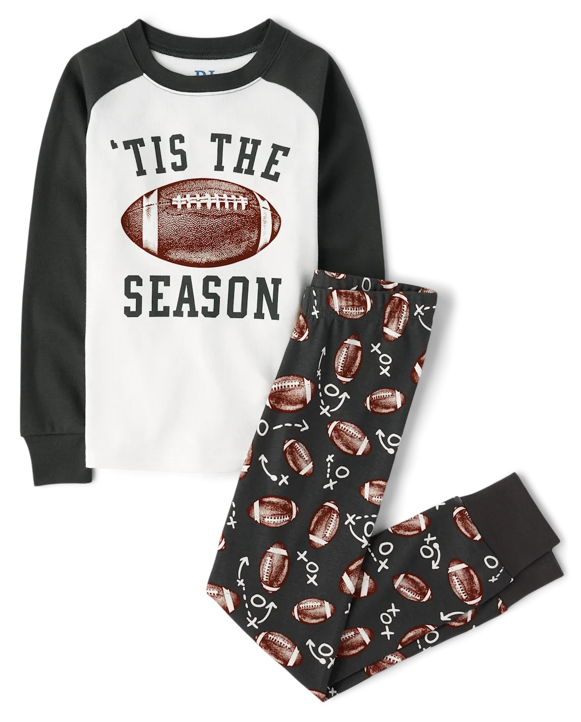 Boys Matching Family Football Snug Fit Cotton Pajamas - gray | The Children's Place