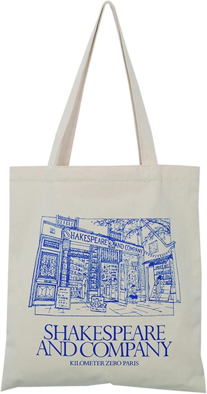 ORMG Canvas Shoulder Hand Bag Tote Bag Paris Bookstore Tote Shoulder Bag Casual Bag Soft Foldaway... | Amazon (US)