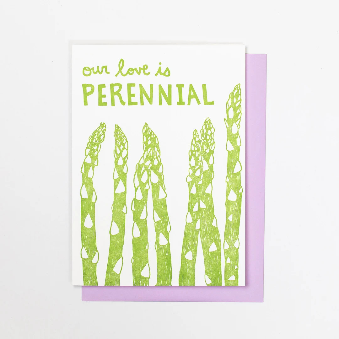 ASPARAGUS PERENNIAL LOVE Letterpress Greeting Card, Love, Anniversary, our Love is Perennial, Gar... | Etsy (US)